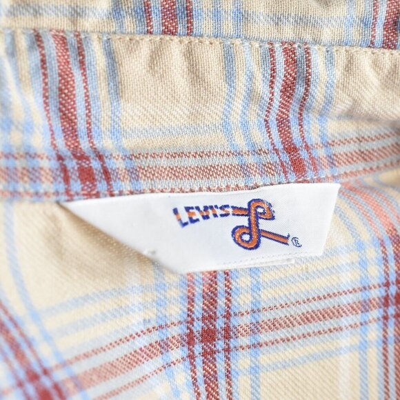 Vintage 70s Levi's Plaid Button Front Shirt - M - Picture 12 of 13